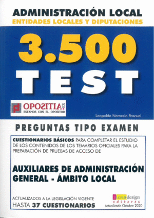 3500 TEST AUXILIAR ADMINISTRATIVO DE ENTIDADES LOCALES
